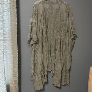 Olive green, lace kimono